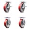 Service Caster 8 Inch Red Poly on Cast Iron Caster Set with Roller Bearing 2 Brakes 2 Rigid SCC-35S820-PUR-RS-SLB-2-R-2 - alternate 1